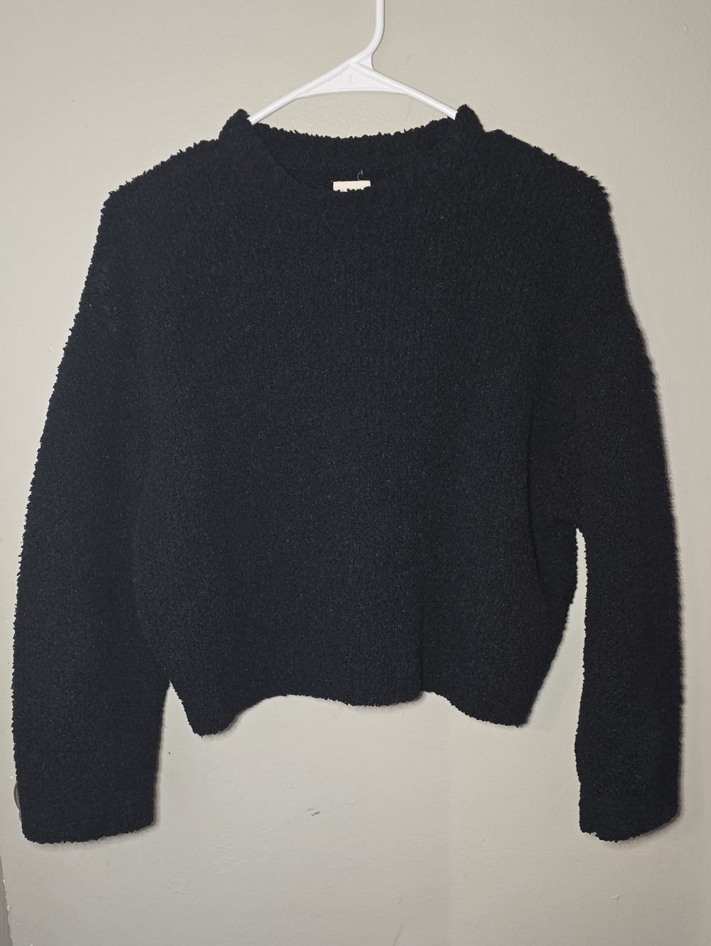 PacSun Black Fuzzy Oversized Crewneck Sweater